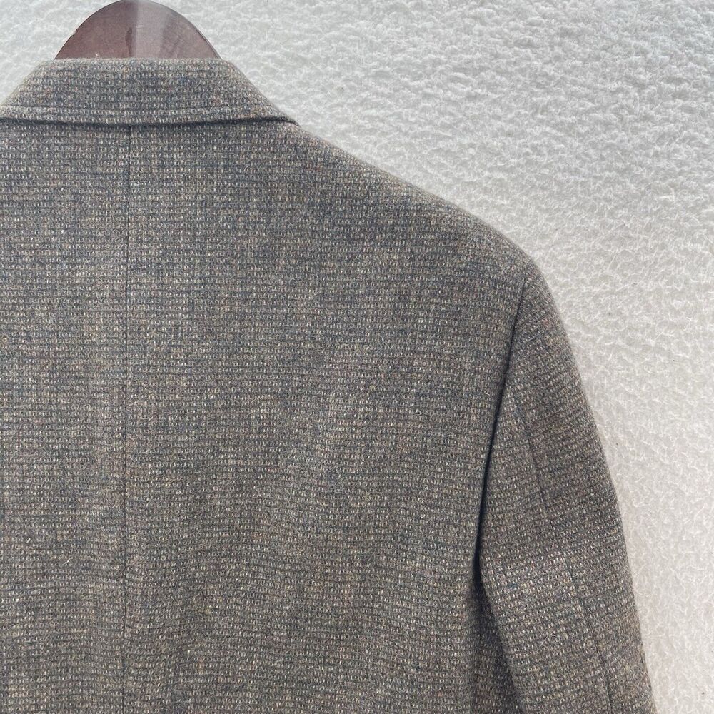 Vintage Kingsridge Tweed Blazer Mens 44R Wool Preppy Academia Leather Button USA - Picture 9 of 12